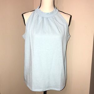 LOFT Pale Blue Ruffle Halter Tank